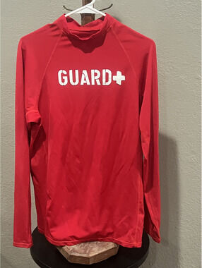 Sporti Lifeguard Rash Guard Shirt XXXL Red Long Sleeve Guard+ Swim Top